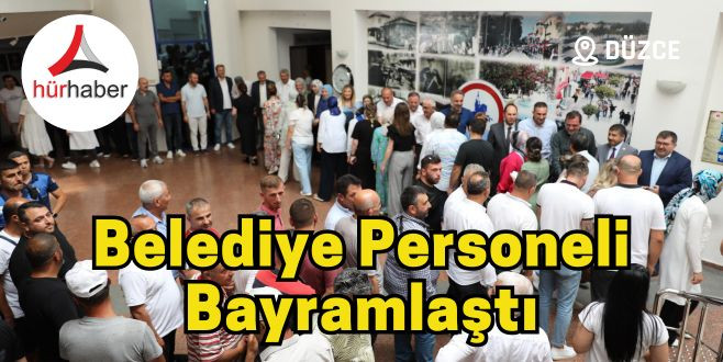 Belediye personeli bayramlaştı