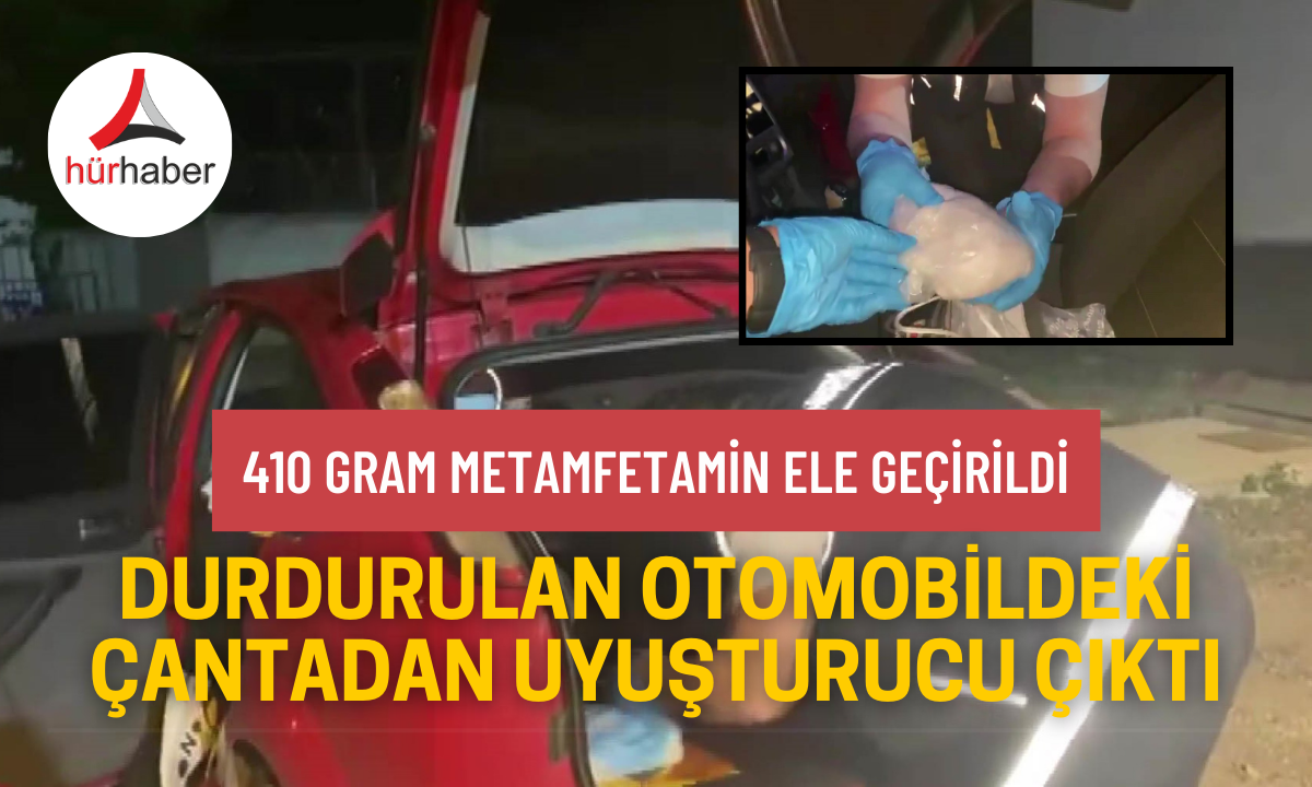 Durdurulan otomobildeki çantadan uyuşturucu çıktı