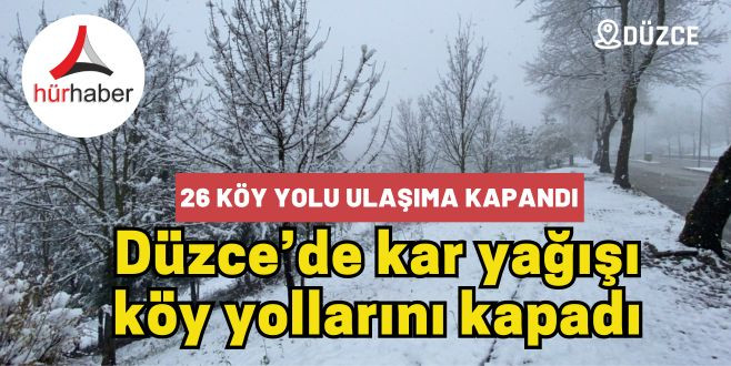 Düzce’de kar yağışı köy yollarını kapadı