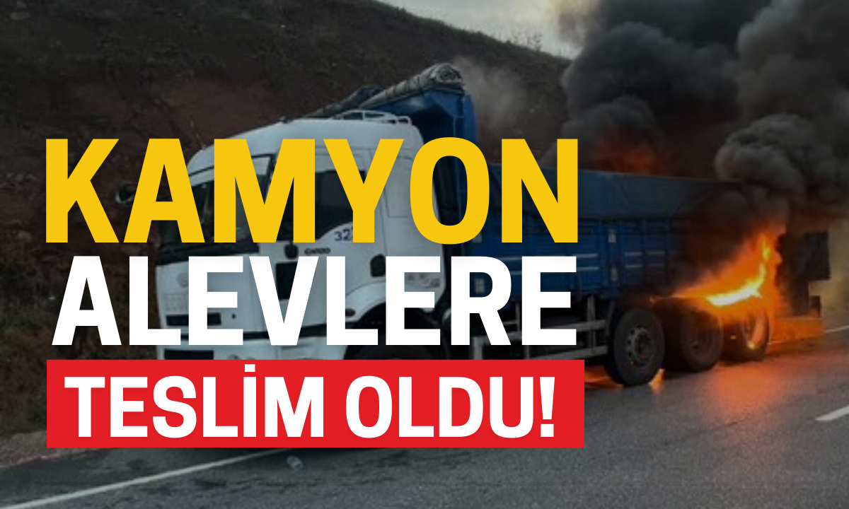 Kamyon alevlere teslim oldu!