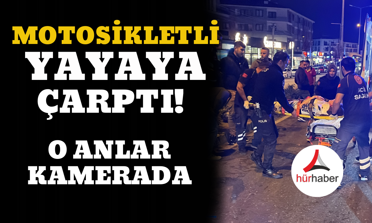 Kayganlaşan yolda duramayan motosikletli yayaya çarptı!