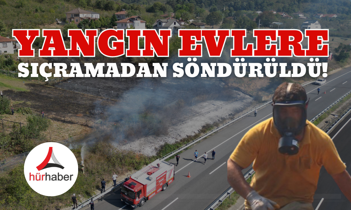 Konuralp'te Korkutan yangın evlere sıçramadan söndürüldü!