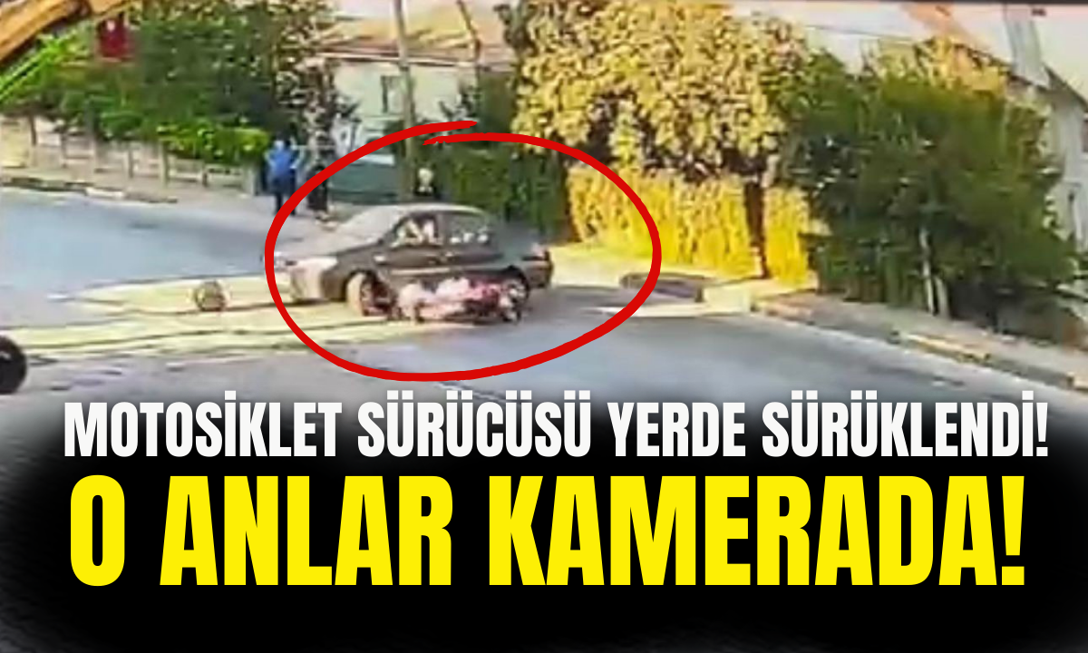 Manevra yaptı Motosiklet sürücüsü yerde sürüklendi! 