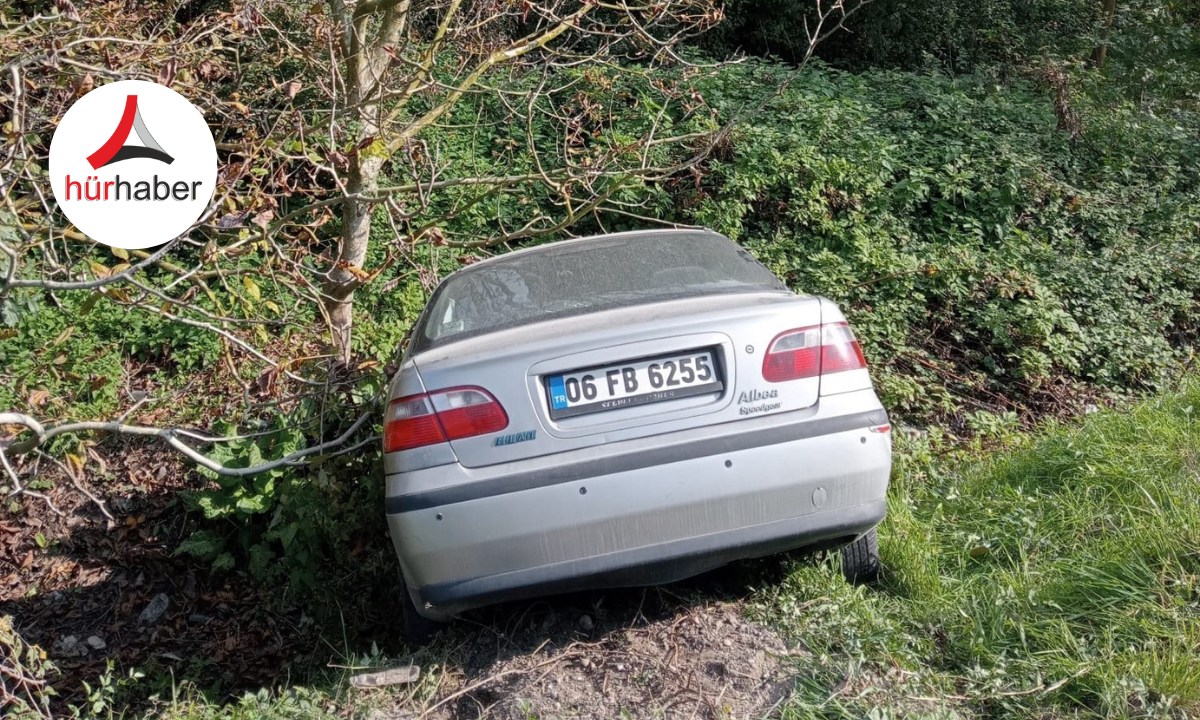 Otomobilini mıcıra kaptırdı, ağaçlık alana savruldu!