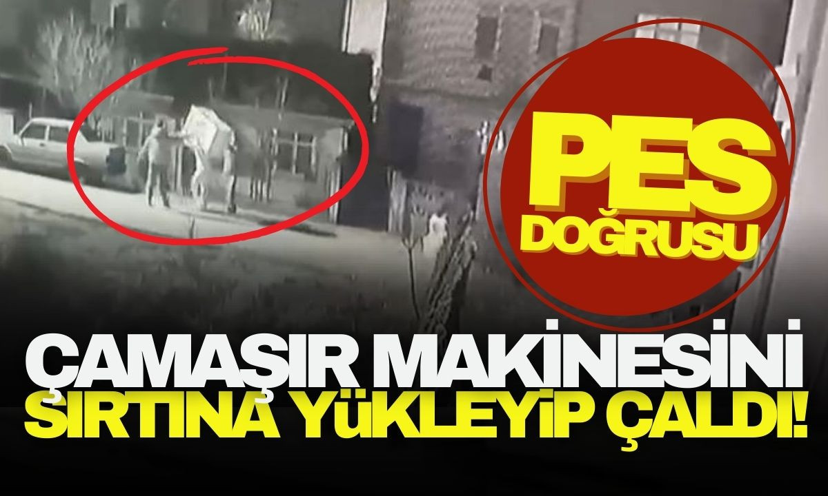 Pes doğrusu: Çamaşır makinesini sırtına yükleyip çaldı!