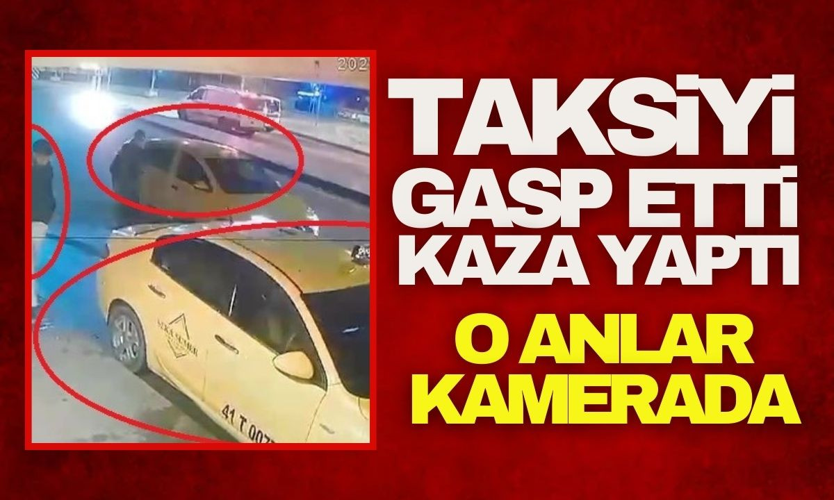 Taksiyi gasp etti, kaza yaptı! O anlar kamerada 