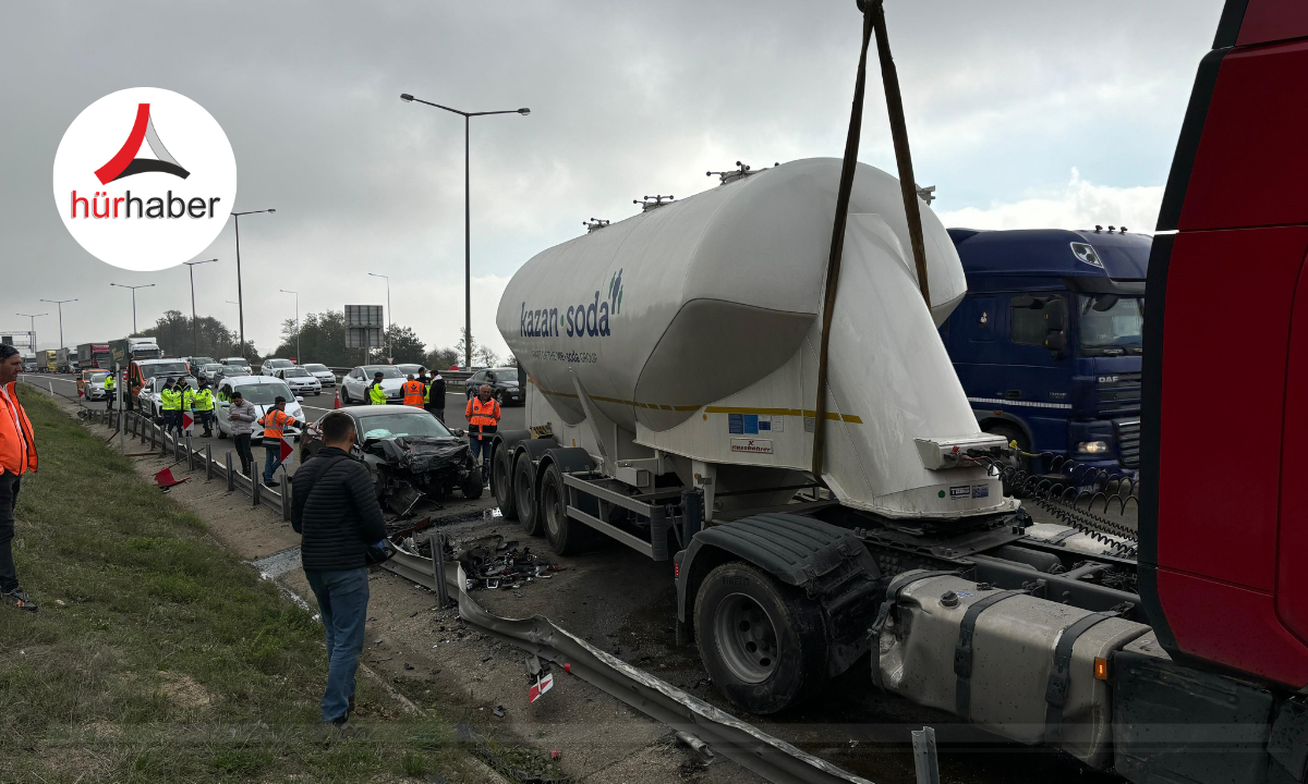 TEM'de karşı şeride geçen tanker ortalığı karıştırdı 2 yaralı!