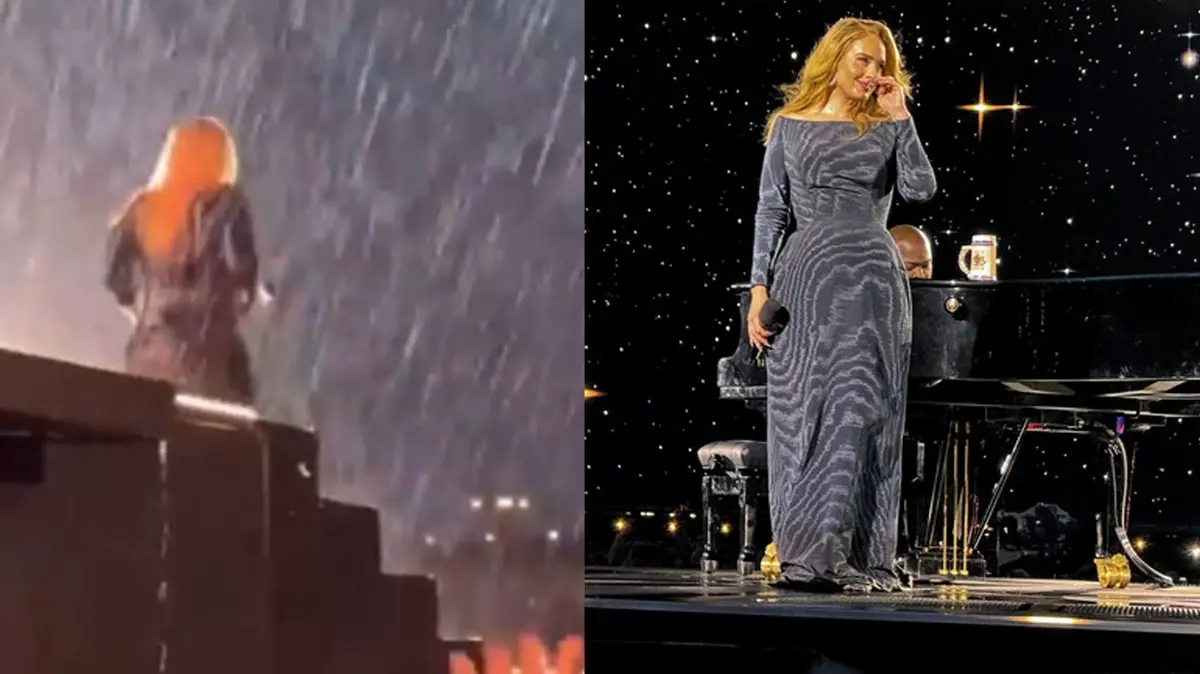 Yağmura aldırış etmedi... Adele konserine devam etti